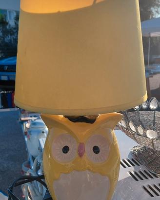 Lampada gufo giallo da scrivania comodino 