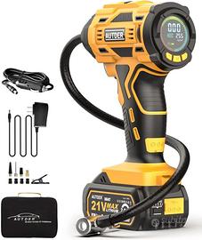 Compressore Pneumatici Auto Moto a Batteria + 12V