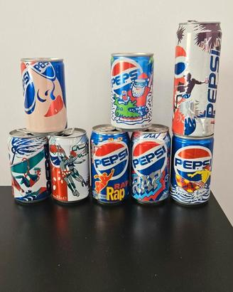 Lotto 8 Lattine PEPSI Vintage Anni '90