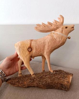 Grande scultura legno naturale artigianale 