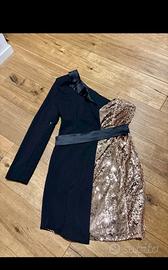 vestito nero raso e paillettes