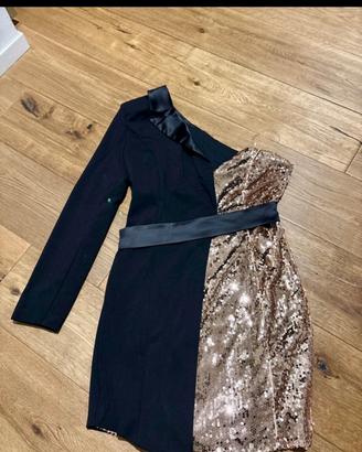 vestito nero raso e paillettes