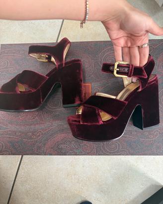 Etro Sandali platform, velluto.