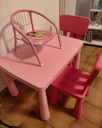 Set tavolino ikea con 3 sedie e scivolo