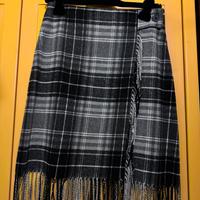 Gonna tartan con frange Piombo