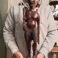 SCULTURA XXL LEGNO AFRICA NERA CACCIATORE