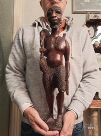 SCULTURA XXL LEGNO AFRICA NERA CACCIATORE