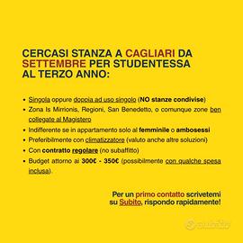 Camera a Cagliari da SETTEMBRE per studentessa