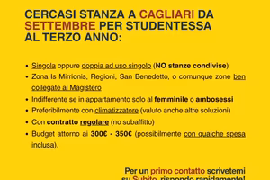 Camera a Cagliari da SETTEMBRE per studentessa