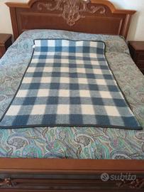 Coperta plaid vintage quadri blu bianca anni 80