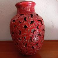 Anfora Traforata Rossa ,Applique Murale Terracotta