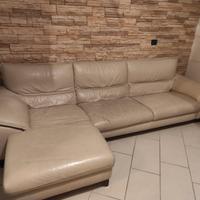 Divano beige vera pelle 