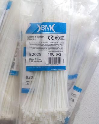 5x100 Fascette bianche BM B2025 mm 2,5x200 NUOVE