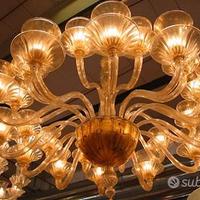 1930 Lampadario 24 luci Venini spruzzato oro