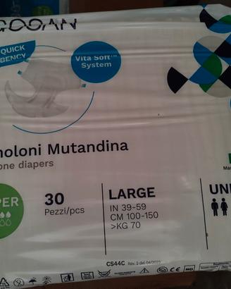 pannoloni per anziani L, traverse e sacche urina