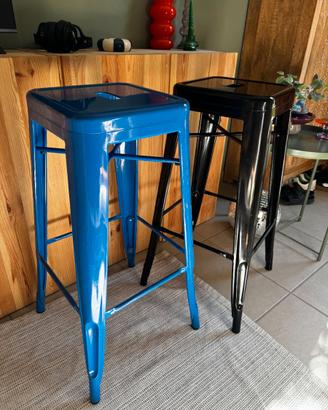 Coppia sgabelli Lix 75 cm in acciaio blu e nero