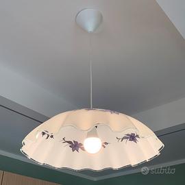 Lampadario vintage vetro fiorato ondulato