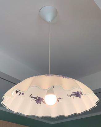 Lampadario vintage vetro fiorato ondulato