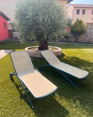 Coppia di Lettini Prendisole / Sdraio con ruote