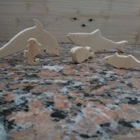 Giocattoli Pesci stilizzati in legno fatto a mano