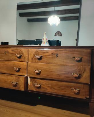 Comò cassettone vintage anni '50 in radica con