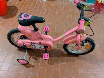 Bici B'Twin 14 pollici rosa + rotelle