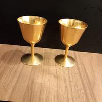 COPPIA DI CALICI VINTAGE IN BAGNO ORO 24 KGP 