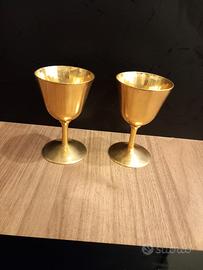 COPPIA DI CALICI VINTAGE IN BAGNO ORO 24 KGP 