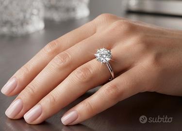 Anello Solitario in Argento con Moissanite 3 CT