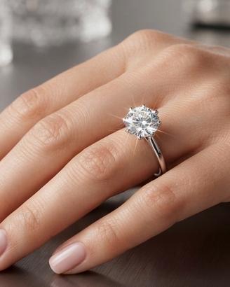 Anello Solitario in Argento con Moissanite 3 CT