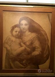 Antica stampa inglese XIX Mansell Madonna Raffaell