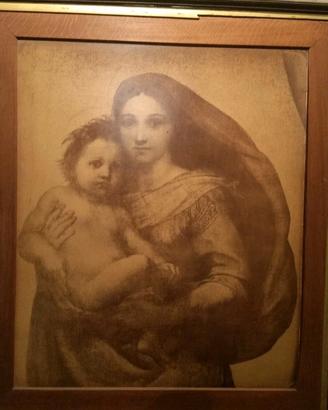 Antica stampa inglese XIX Mansell Madonna Raffaell