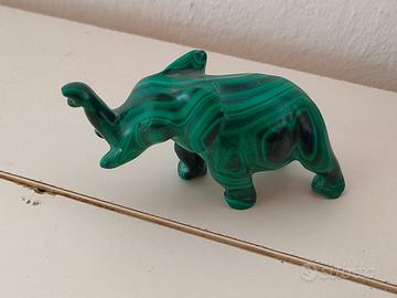 ELEFANTE in MALACHITE soprammobile da collezione