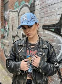 Sapphire Bloom Cap Custom NY Azzurro Ricamo & Stra