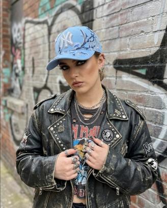 Sapphire Bloom Cap Custom NY Azzurro Ricamo & Stra