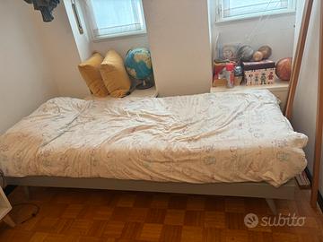 Letto singolo grigio + materasso 80x190