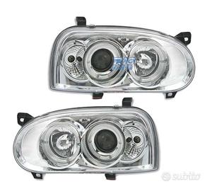 FARI VOLKSWAGEN VW GOLF 3 ANGEL EYES CROMATI FONDO
