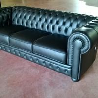 Chester 3 posti LETTO in pelle martellata nera