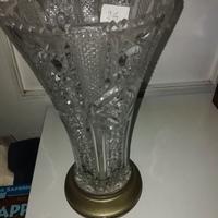 Antico grande vaso Liberty argento e cristallo