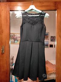 Vestito a pieghe nero dark pizzo gotico
