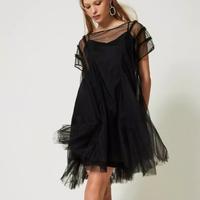 Abito corto in tulle con strass Twinset