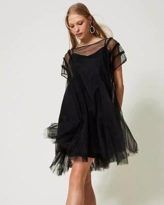 Abito corto in tulle con strass Twinset