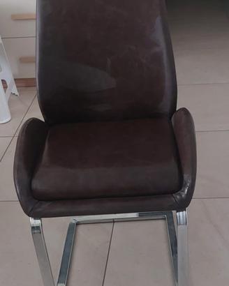 Sedia in ecopelle marrone