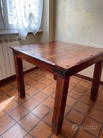 Tavolo Quadrato Legno Massello Stile Etnico / Colo
