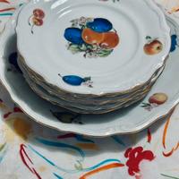 Set 6 piatti, 1 dessert vintage anni 40 porcellana
