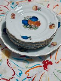 Set 6 piatti, 1 dessert vintage anni 40 porcellana