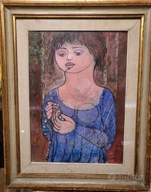 Ragazza con collana "A. Giovanni Ciucci 1968" Olio