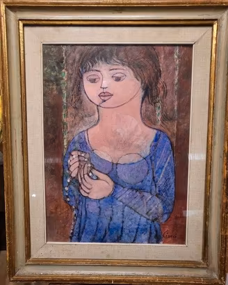 Ragazza con collana "A. Giovanni Ciucci 1968" Olio
