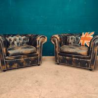 Coppia Poltrone chester chesterfield cuoio inglese