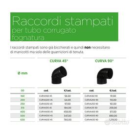 Curca 45 gradi per fogna diametro 160